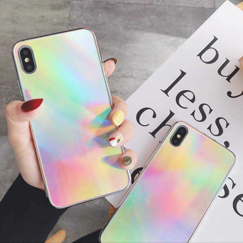 iPhone 7 4.7 Clear Holographic Laser Rainbow Cover Phone Case 
