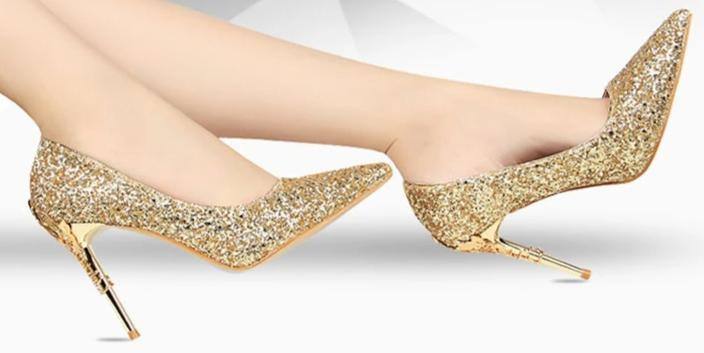 Gold Glitter Shiny High Heels