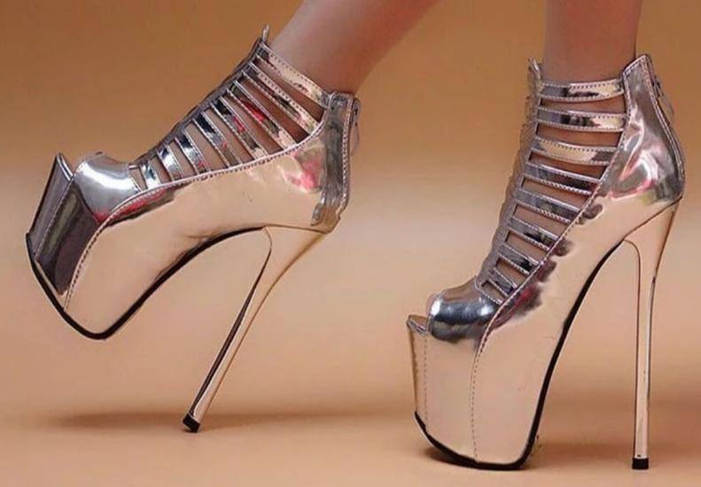 Shoes | Silver Double Platform Block High Heels | Poshmark