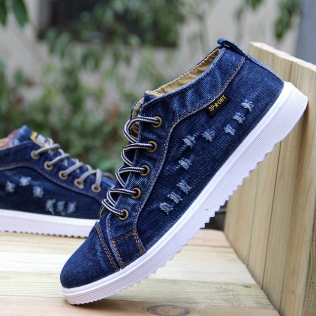 Men's Denim British Style Canvas Shoe, Sneaker – KalsordCasual Dress  Sneakers Hipster Boots With Jeans Vans 20…