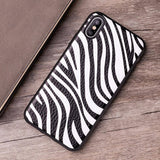 Zebra Stripes Textured Leather Phone Case For iPhone 7 8 X Xr 6 6s 7p Xs max 11 11 pro Maxcases - Kalsord