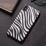 Zebra Stripes Textured Leather Phone Case For iPhone 7 8 X Xr 6 6s 7p Xs max 11 11 pro Maxcases - Kalsord