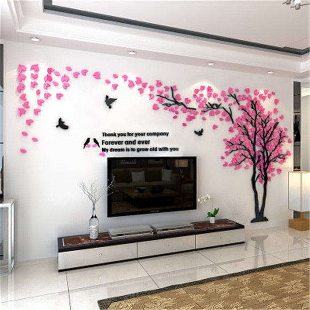 Large Size Tree Acrylic Decorative 3D Wall Sticker DIY Art Living Room  Background Home Decor