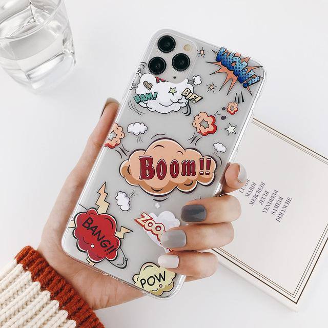 Funny Cartoon Abstract Clear Phone Case For iPhone 11 Pro Max X XR